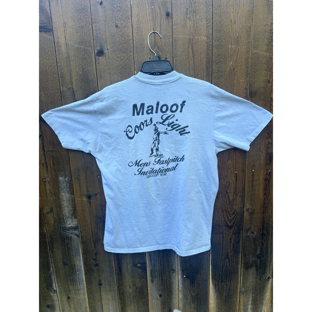 Vintage Coors Light Maloof Mens Fastpitch Shirt Gray Medium Gallup NM - Picture 4 of 10